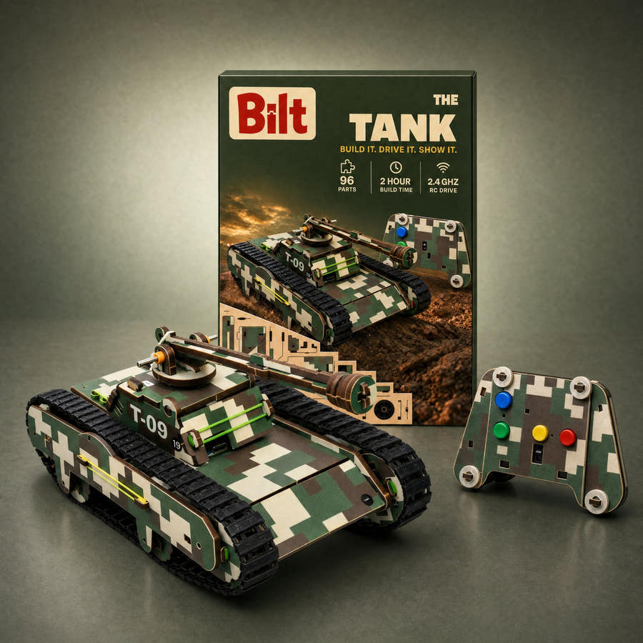 The Tank in front of its box
